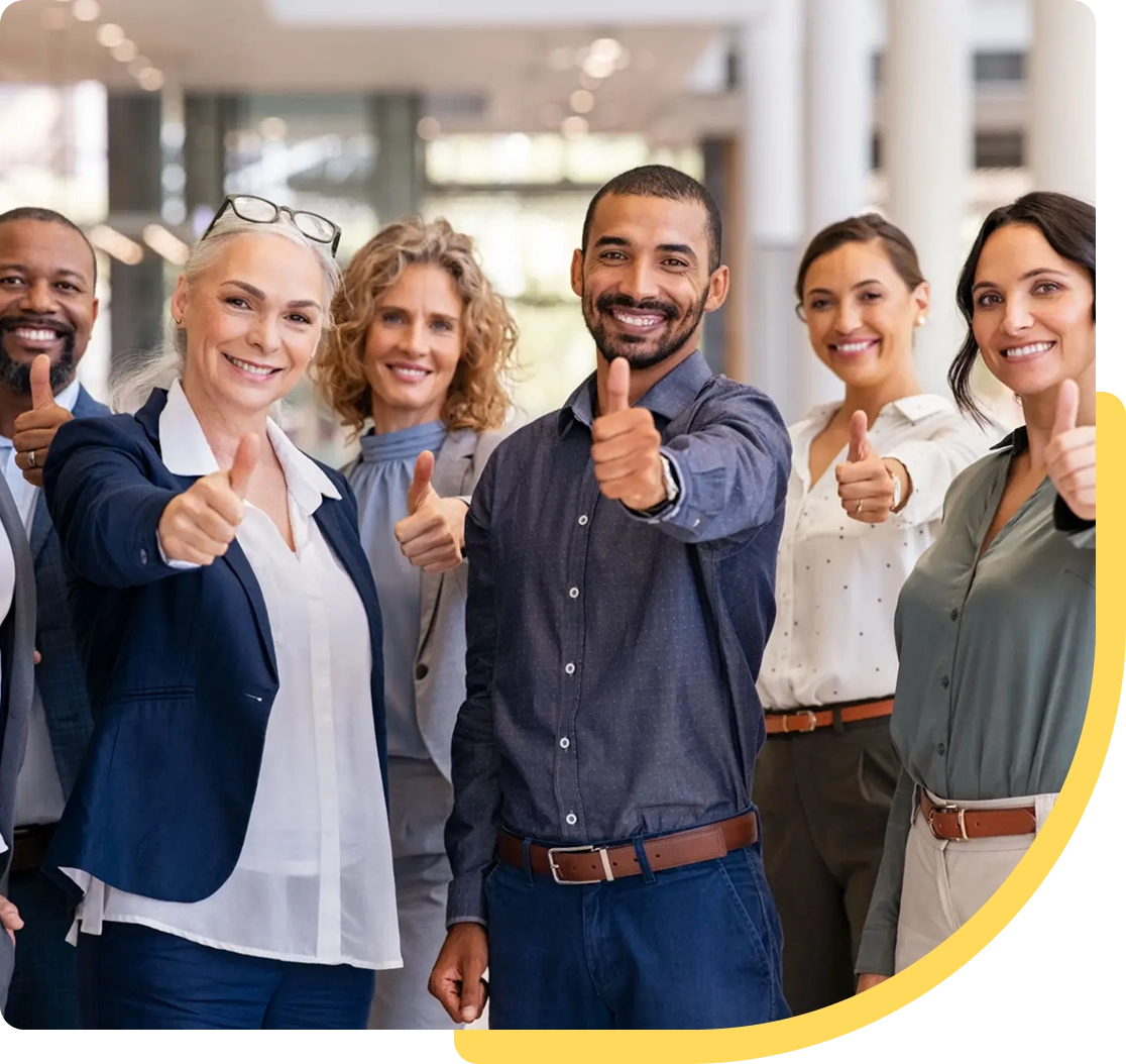 Group of professionals giving thumbs up.